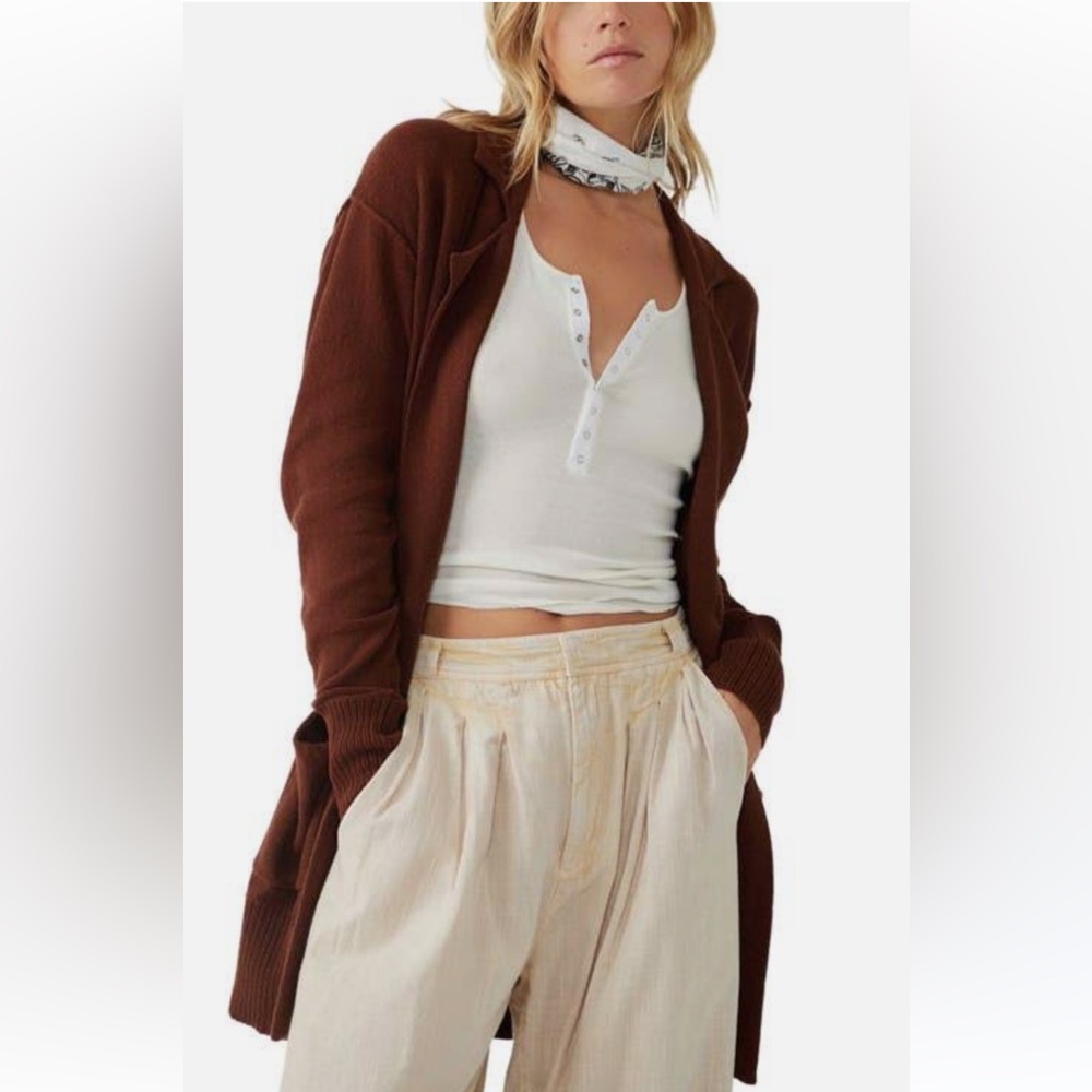 Free People Oversized Desert Blazer Chestnut NWT cardigan style - Picture 14 of 14